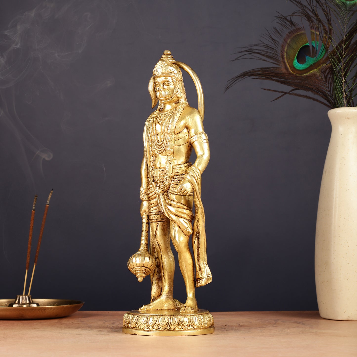 Handmade Brass Lord Hanuman Statue | 10" enhanced carvings