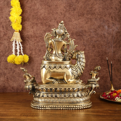 Brass Tara Devi Seated on a Lion Idol - The Great Himalayan Goddess