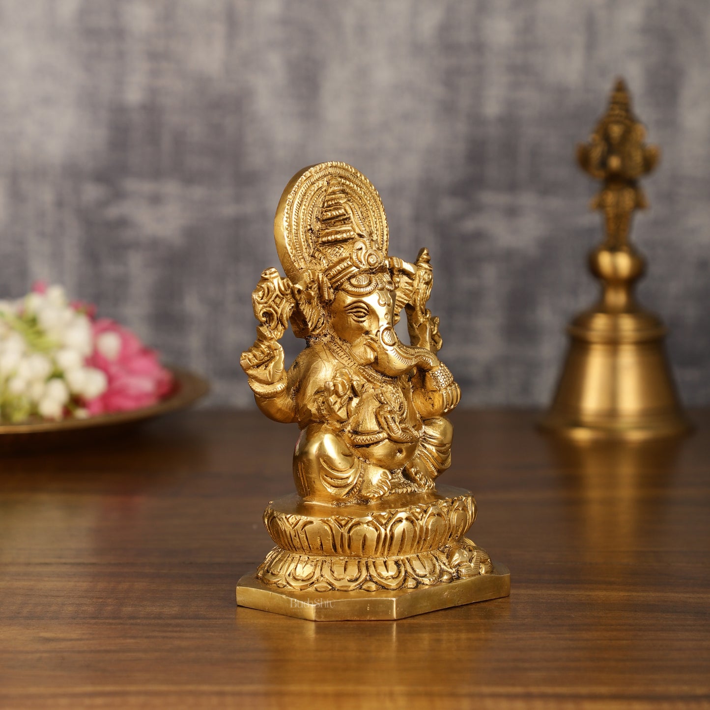 Brass Ganesha and Lakshmi Statues | 6 Inch