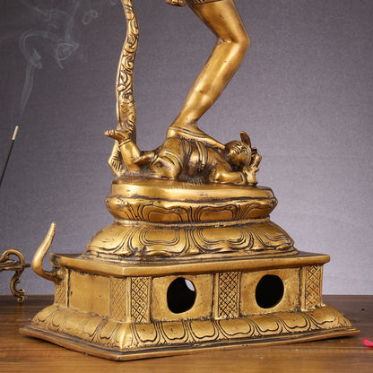 Urdhava Tandava Antique 26-Inch Brass Tripurantaka Lord Shiva Statue