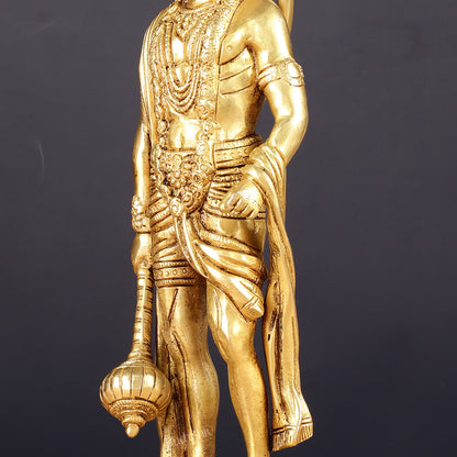 Handmade Brass Lord Hanuman Statue | 10" enhanced carvings