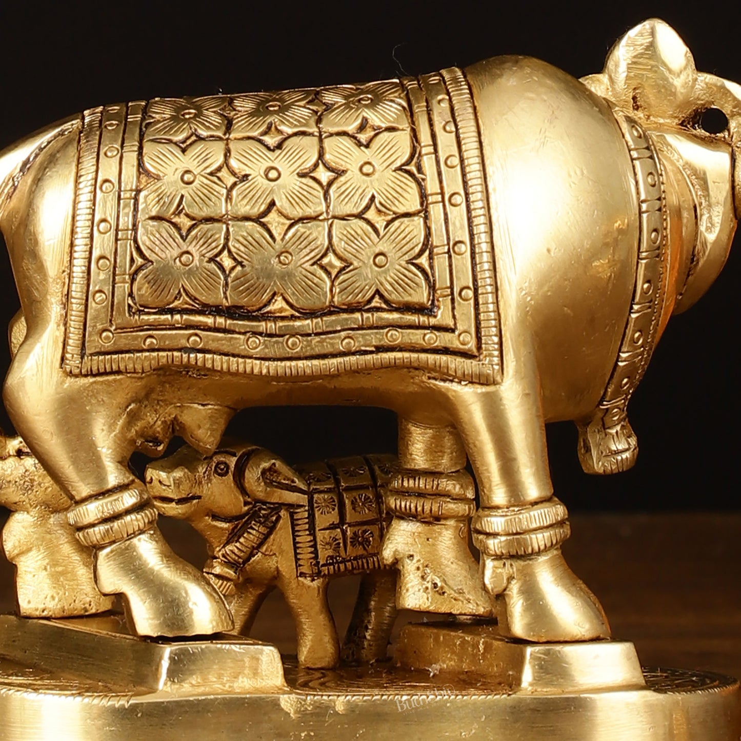 Brass Superfine Kamdhenu Cow with Calf Idol - 4" Height