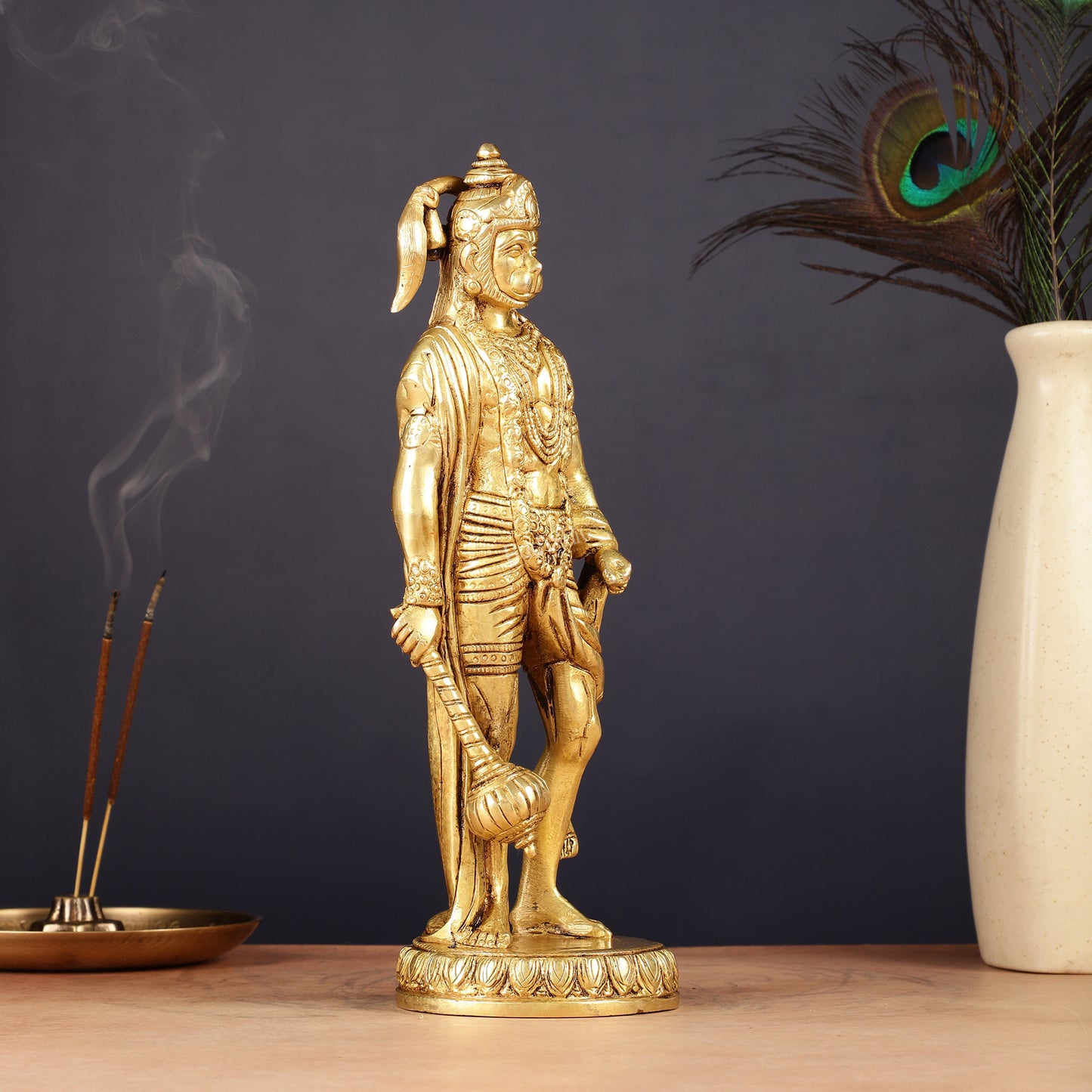 Handmade Brass Lord Hanuman Statue | 10" enhanced carvings