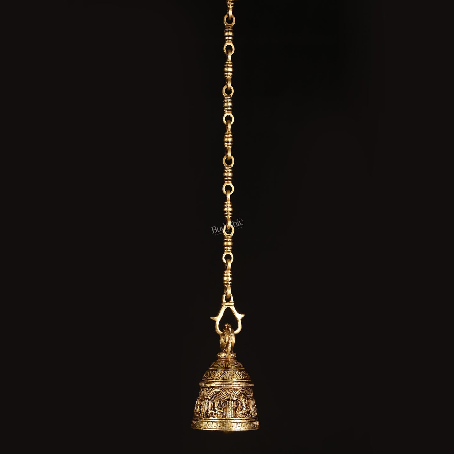 Brass Engraved Ganesha as Musicians Hanging Temple Bell