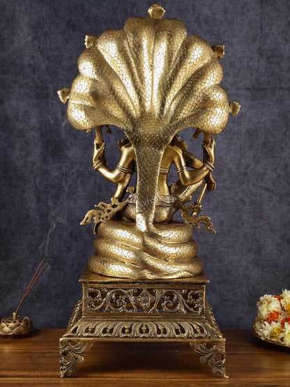 Brass large sitting Lord Vishnu Sculpture | 28 inch