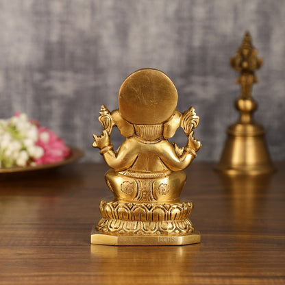 Brass Ganesha and Lakshmi Statues | 6 Inch