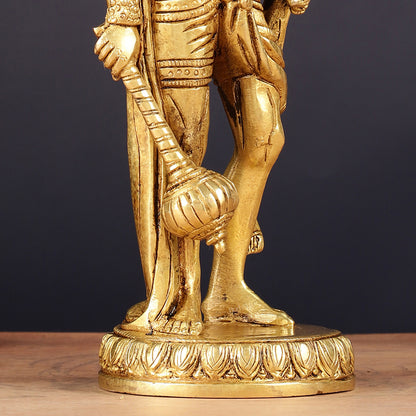 Handmade Brass Lord Hanuman Statue | 10" enhanced carvings