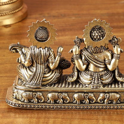 Brass Superfine Ganesh Lakshmi Saraswati on Same Base | Intricately Carved | 3 Inch Height