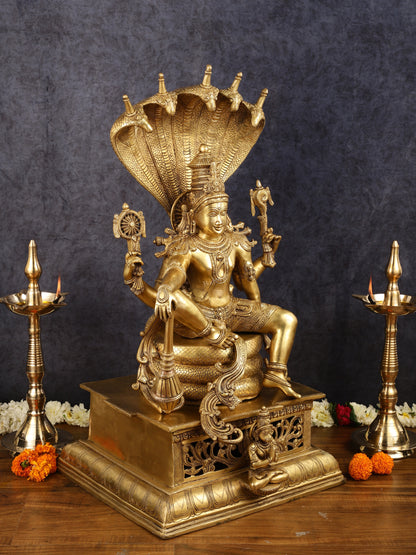 Brass Lord Vishnu statue 30"