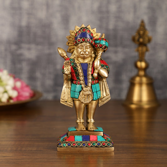 Pure Brass Standing Hanuman Blessing Idol | 6.5 Inch