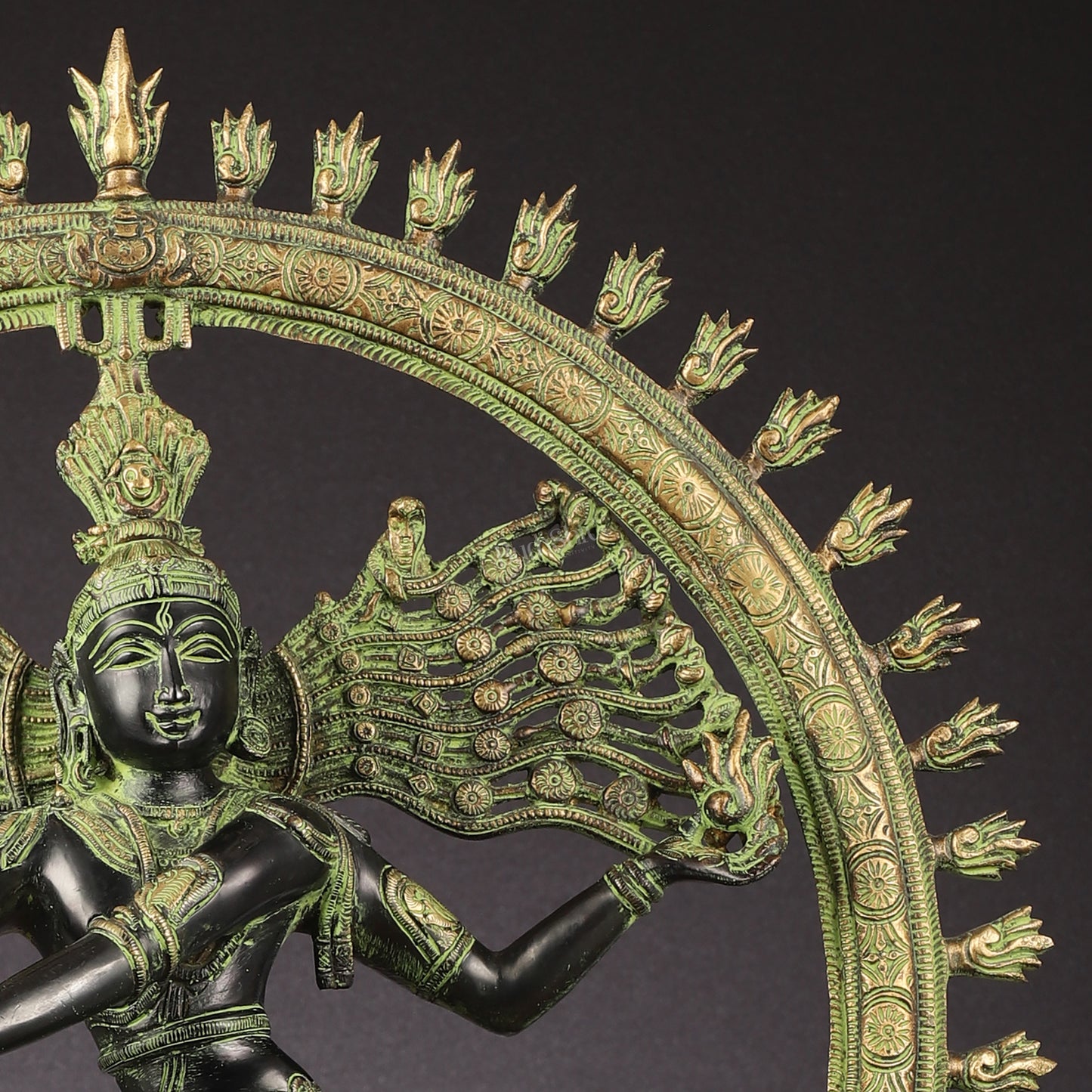 Brass Nataraja statue antique Sand Patina - 23 inch