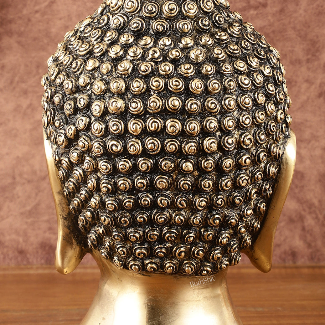 Pure Brass Unique Buddha Head Statue with Mani - 9"