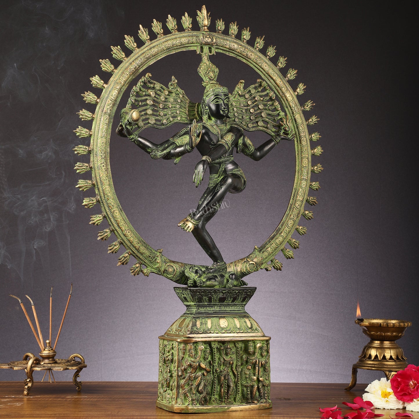 Brass Nataraja statue antique Sand Patina - 23 inch