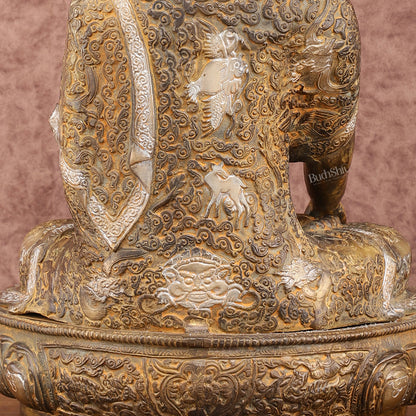 Pure Brass Nirvana Buddha Statue 17" Vintage