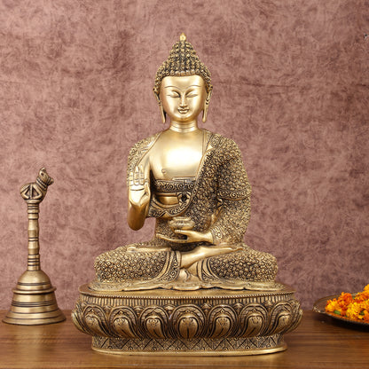 Brass Buddha Blessing Statue 16 inch