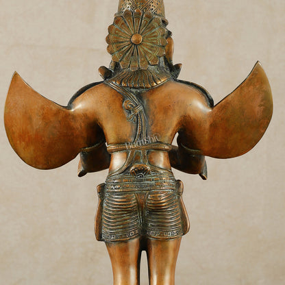 Brass Standing Garuda Dev Statue - 22 Inch Vintage Bronze tone