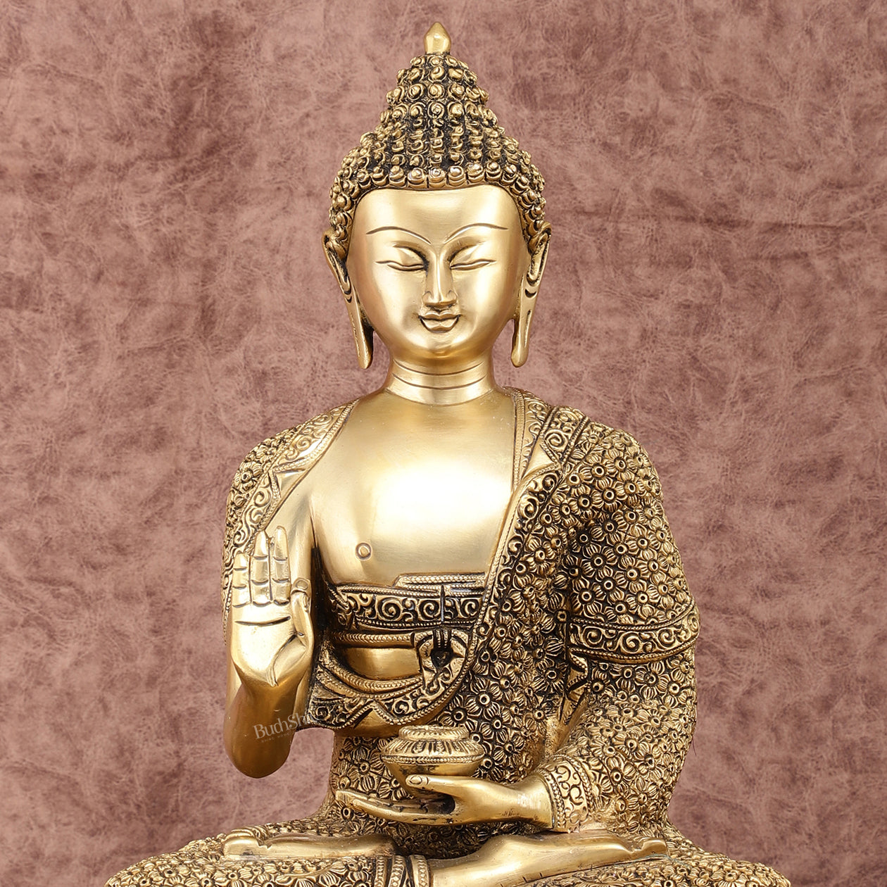 Brass Buddha Blessing Statue 16 inch