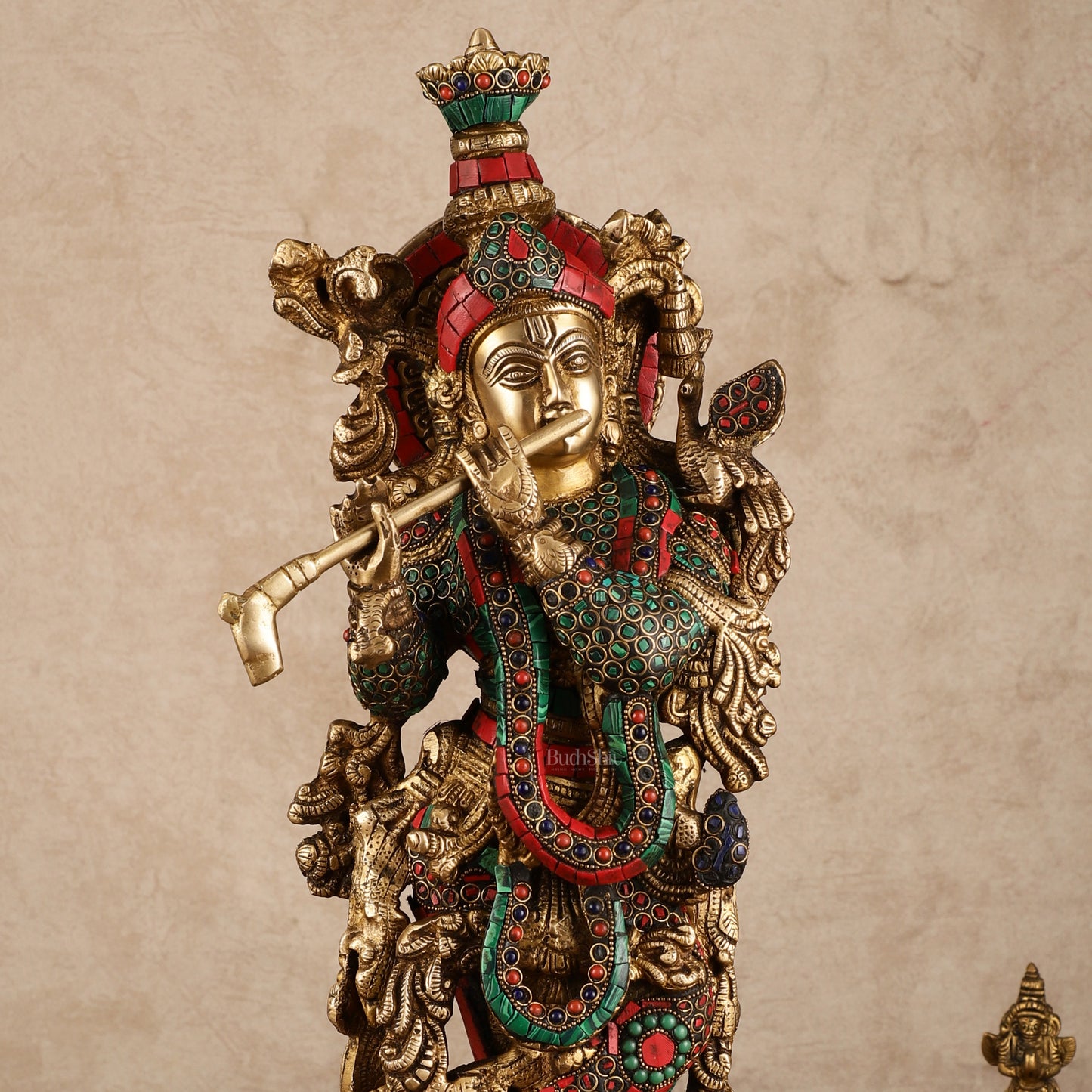 Pure Brass Radha Krishna Statue with Intricate Details | 21 Inch