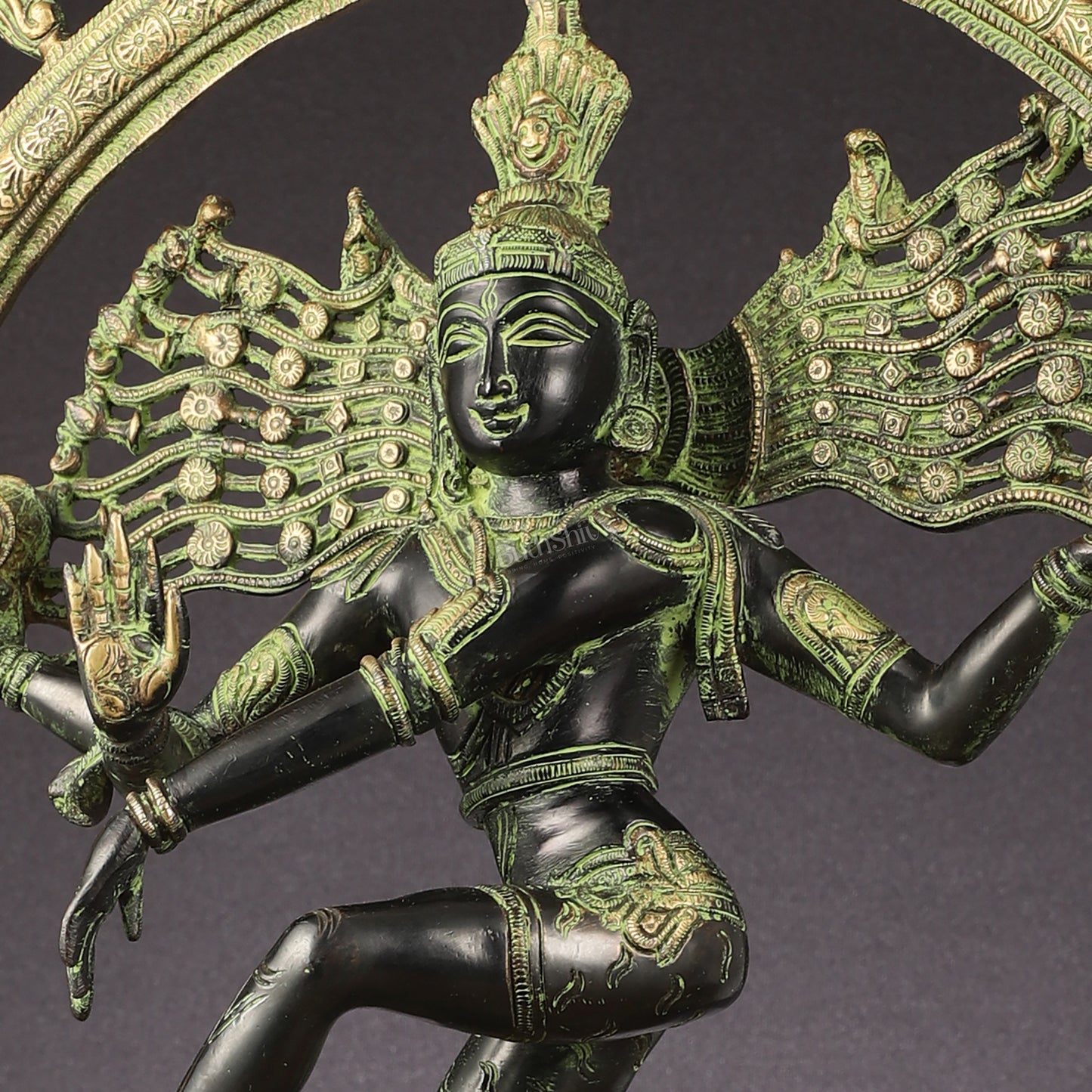 Brass Nataraja statue antique Sand Patina - 23 inch