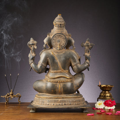 Ganesha Brass Sculpture - Majestic 20.5-Inch Height