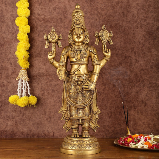 Handcrafted Superfine Brass Lord Tirupati Balaji Sculpture - 24"