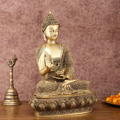 Brass Buddha Blessing Statue 16 inch