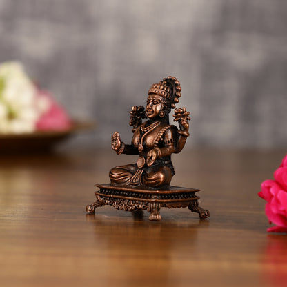 Pure Copper Goddess Lakshmi Idol | 2.6 Inch Height