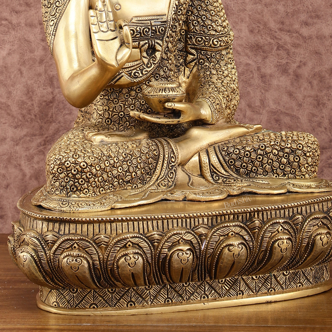 Brass Buddha Blessing Statue 16 inch