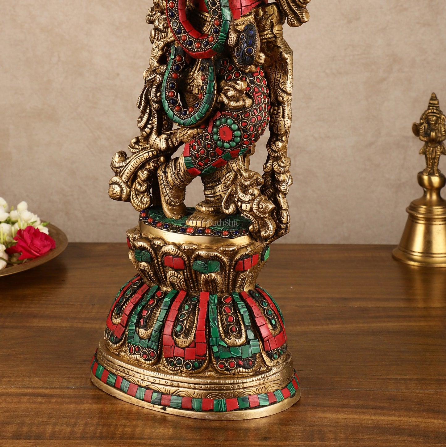 Pure Brass Radha Krishna Statue with Intricate Details | 21 Inch