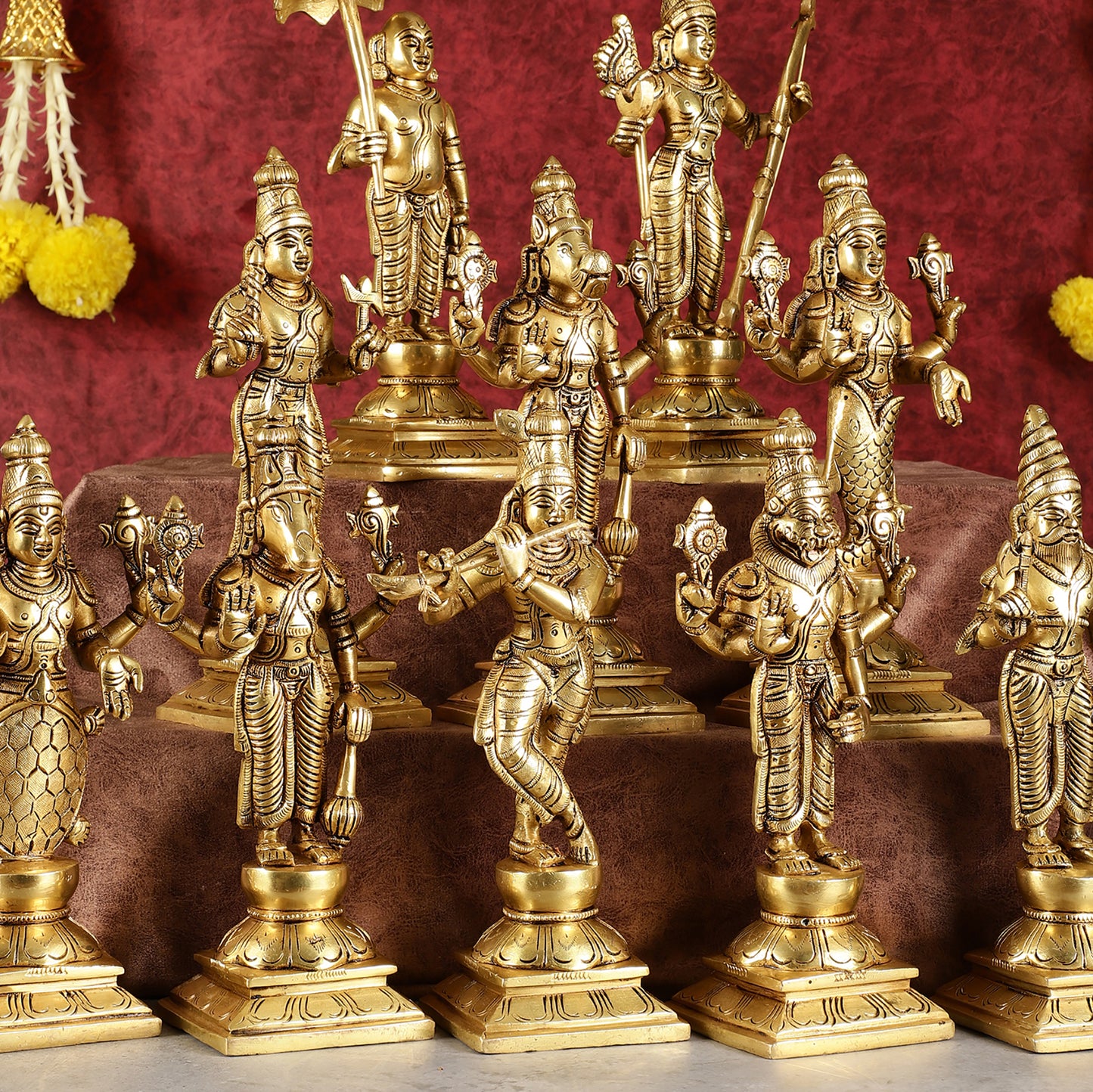 Brass Vishnu Dashavatar idols set 10 inch Superfine