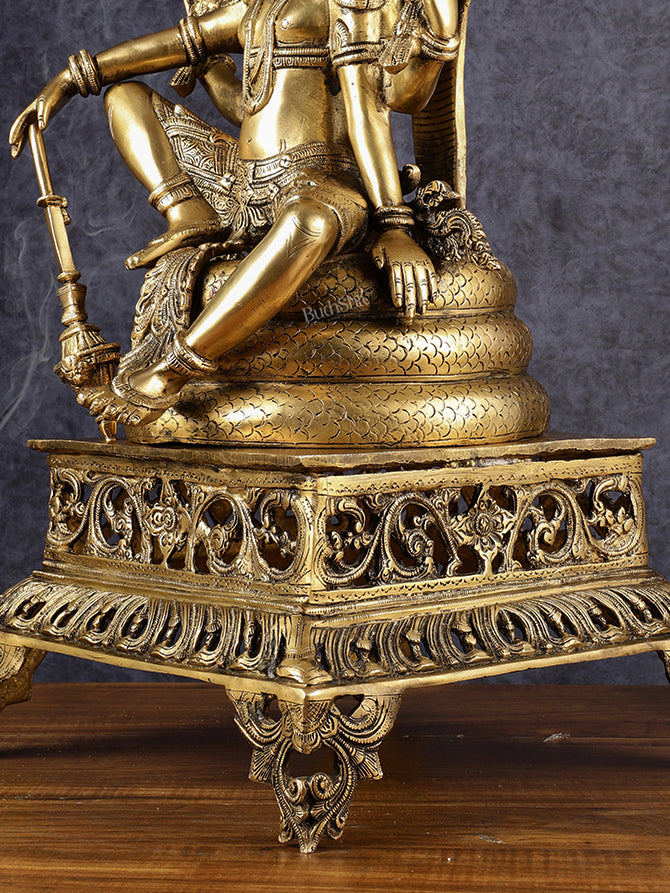 Brass large sitting Lord Vishnu Sculpture | 28 inch