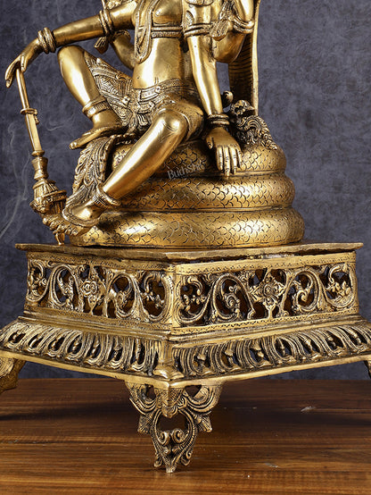 Brass large sitting Lord Vishnu Sculpture | 28 inch