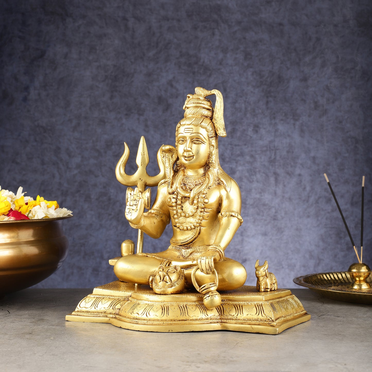 Pure Brass Handcrafted Lord Shiva Statue - 10.5"