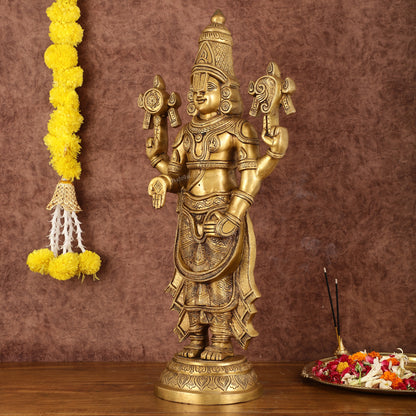 Handcrafted Superfine Brass Lord Tirupati Balaji Sculpture - 24"