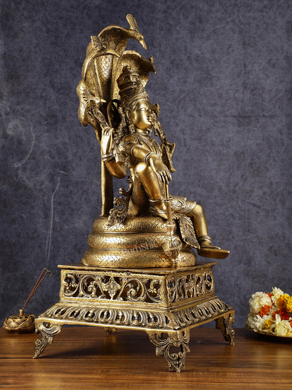 Brass large sitting Lord Vishnu Sculpture | 28 inch