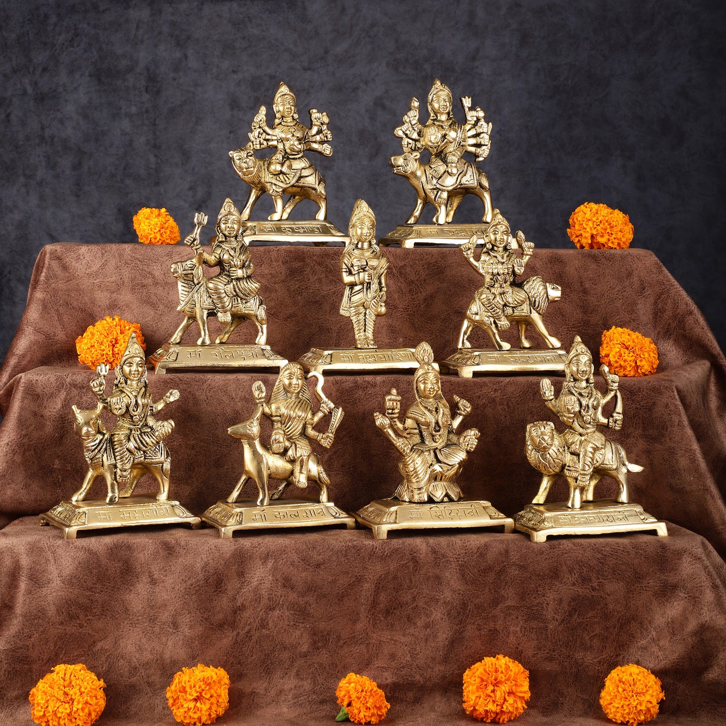 Pure Brass Superfine Navdurga Idols - 5 Inch