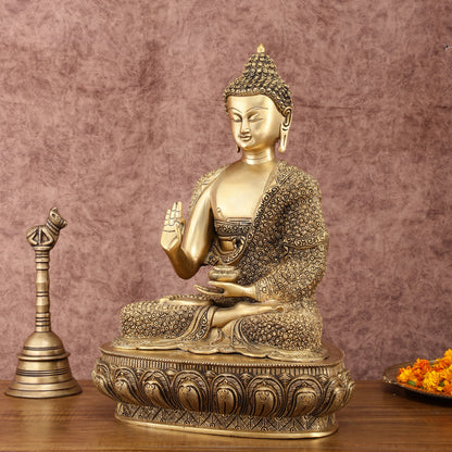 Brass Buddha Blessing Statue 16 inch