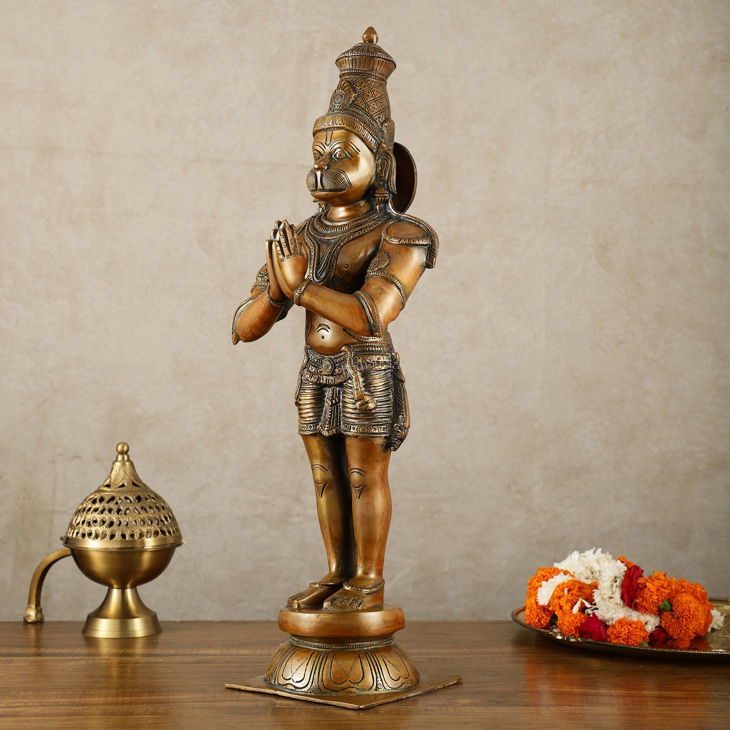 Brass Hanuman Statue in Anjali Mudra 22 inch