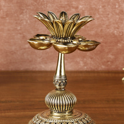 Beautiful Superfine Brass Lotus Oil Lamp Diya | 6 Inch Height