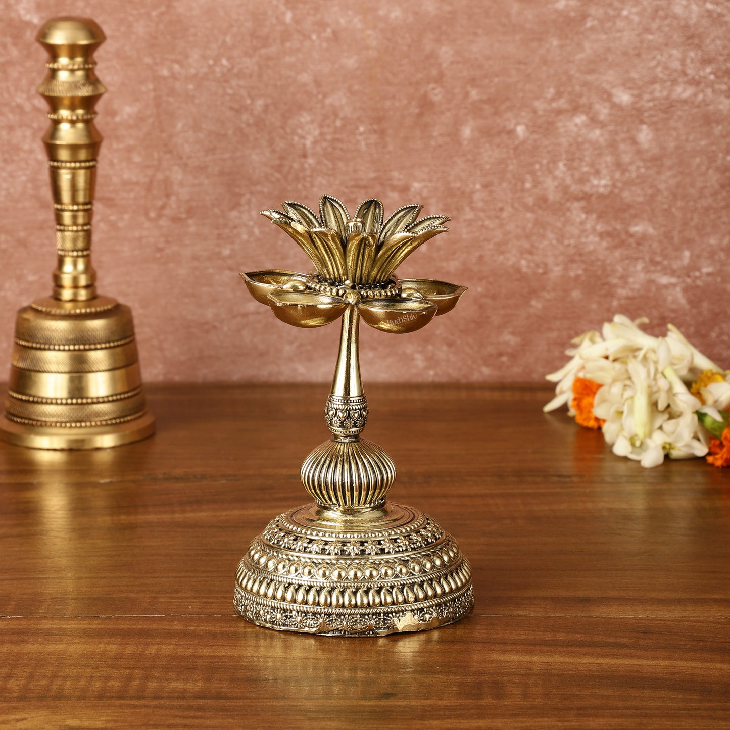 Beautiful Superfine Brass Lotus Oil Lamp Diya | 6 Inch Height