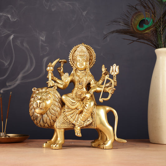 Superfine Brass Ashtbhuja Goddess Durga Idol 9"