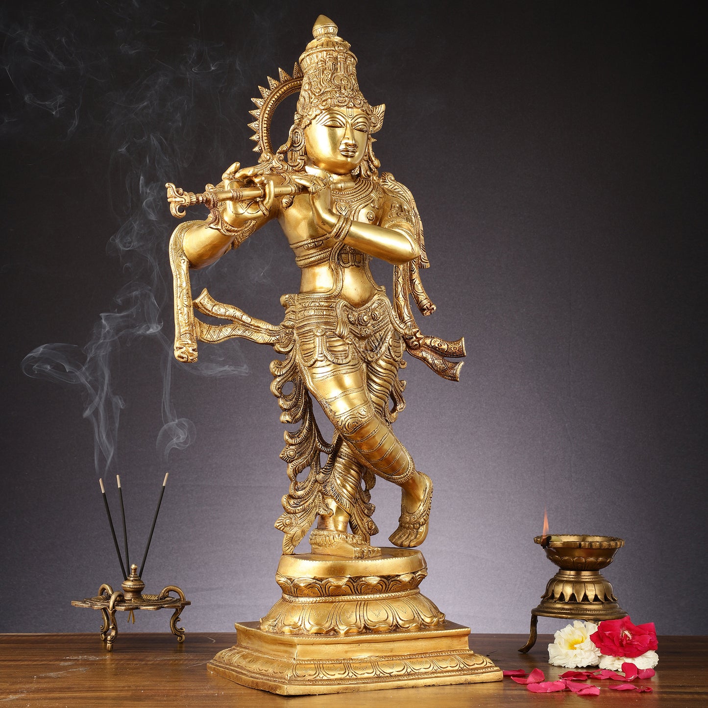 Unique Brass Krishna Statue - 26"