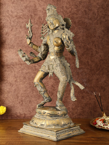 Ardhanarishvara Brass Statue Dual Tone - Super Antique Finish - 24"