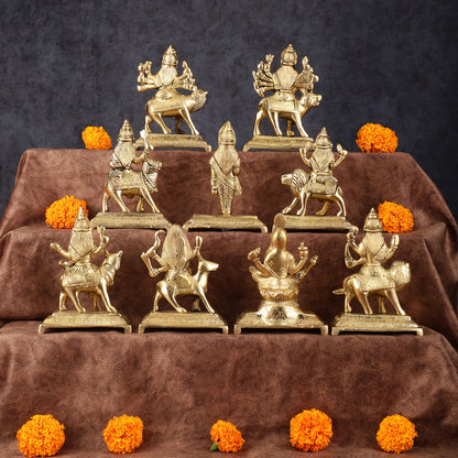 Pure Brass Superfine Navdurga Idols - 5 Inch