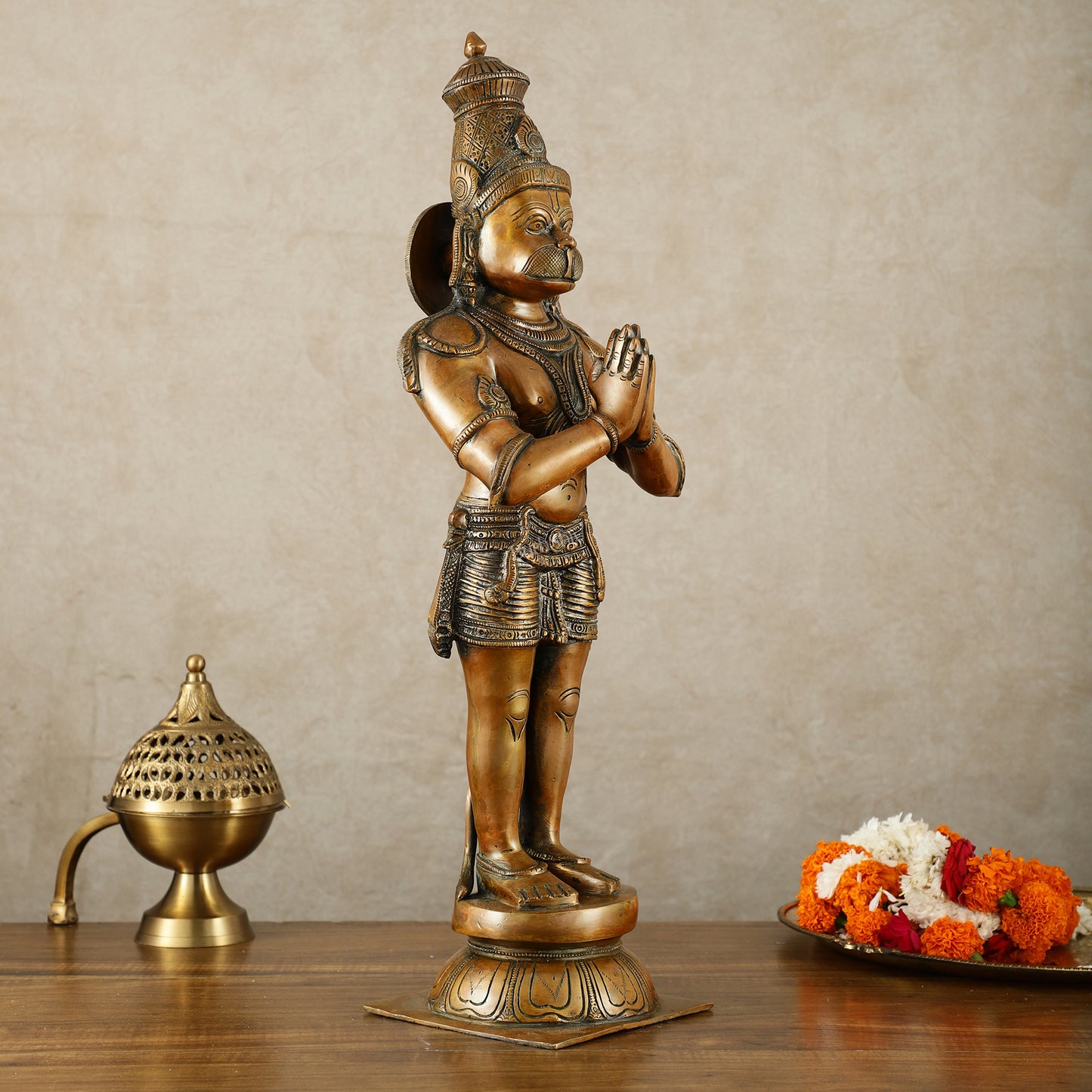 Brass Hanuman Statue in Anjali Mudra 22 inch