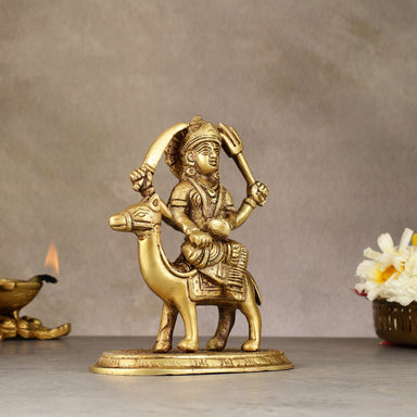 置物 Toimama No.351 Pure Brass Dasama Momoi Mata Seated on Camel Idol 5.5 inch