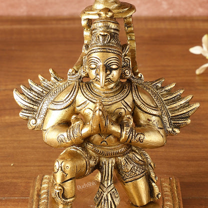 Superfine Brass Garuda Aasan Lamp - Vintage Polish - 6.5" Tall