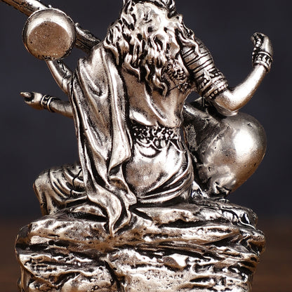 Brass Superfine Silver Plated Saraswati Miniature Idol - 3" Tall