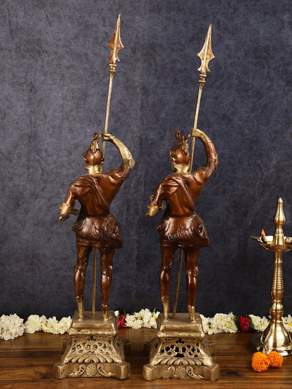 Brass Handcrafted Roman Soldier Showpiece Statues pair - 30 Inch antique finish