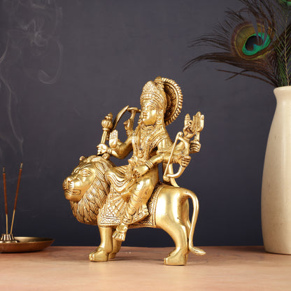 Superfine Brass Ashtbhuja Goddess Durga Idol 9"